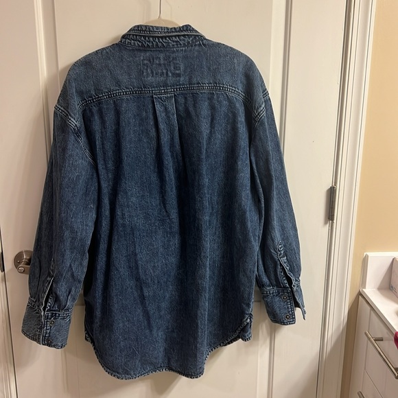 Izzie Cargo Denim Shacket / Jacket - Free People - Vintage Indigo Wash - L - Picture 8 of 12
